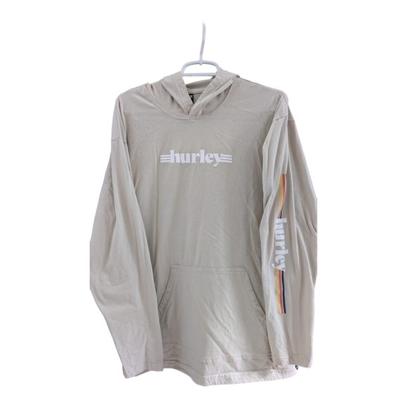 HURLEY® Pipelined Pullover Hoodie, color is bone, cotton, size Large - Picture 2 of 5